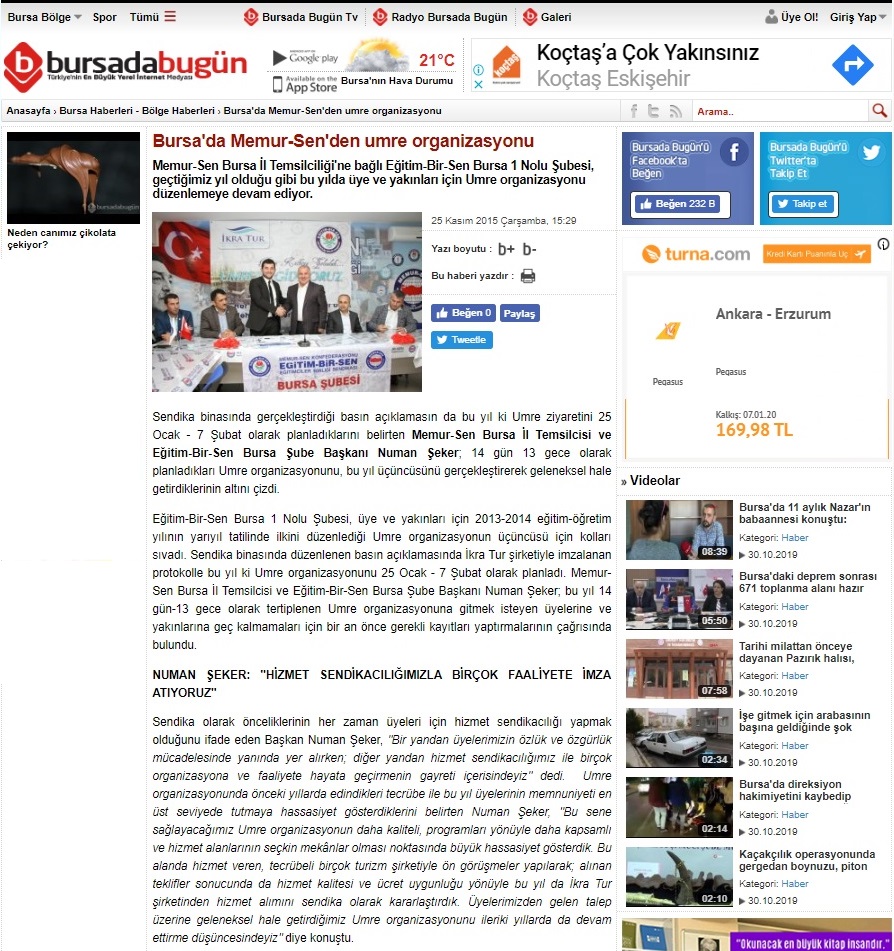 Bursa'da Memur-Sen'den Umre Organizasyonu